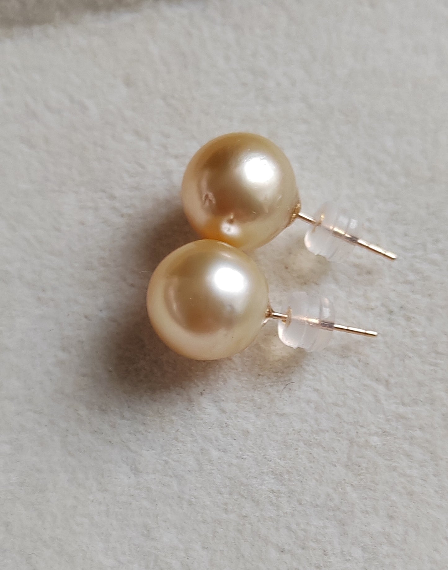 10mm Genuine golden south sea pearls Essential earrings studs 14k gold