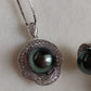 'Black Rose' jewelry set Genuine tahitian sea pearls 7.8-8.9mm