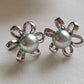 'Silver flowers' earrings genuine akoya pearls 7.3mm