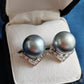 10.3mm Genuine tahitian sea pearls silver earrings