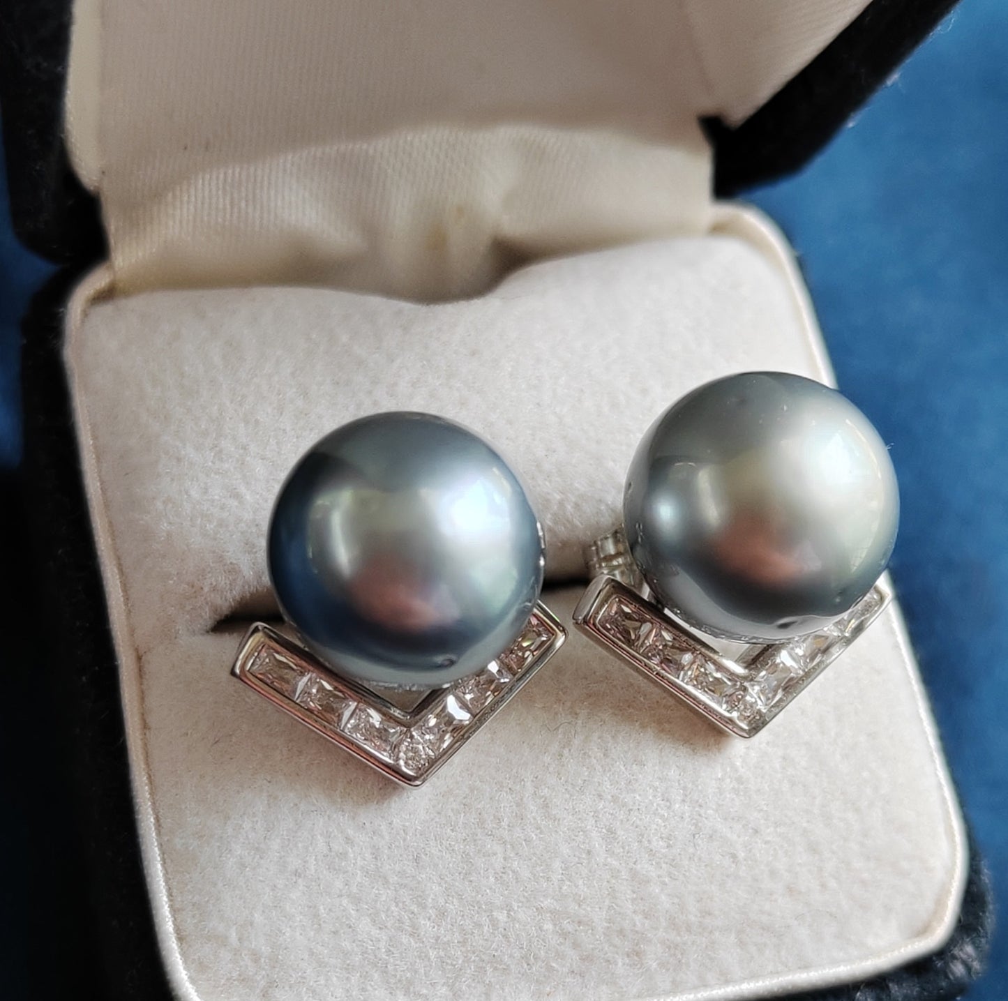 10.3mm Genuine tahitian sea pearls silver earrings