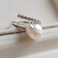 'Wild Lily' Silver ring genuine Keshi south sea white pearl 6ct