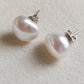 9mm Genuine freshwater Keshi pearls essential earrings studs silver