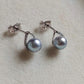 6.1mm Genuine Japanese akoya pearls classic earrings silver