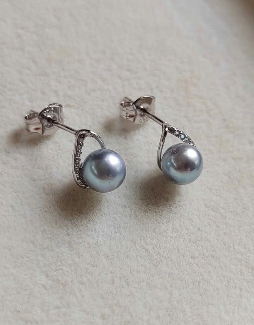 6.1mm Genuine Japanese akoya pearls classic earrings silver