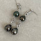 8.6-9.4mm Genuine tahitian south sea pearls double-beauty earrings silver