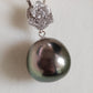 'White Camellia' 18k white gold pendant genuine Mangareva tahitian dea pearl 11.7x12.1mm