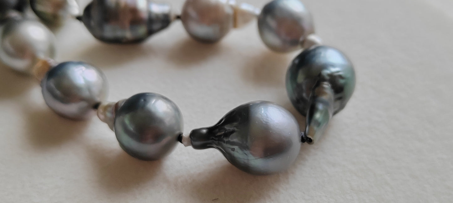 8.3-12.7mm Genuine tahitian south sea pearl baroque necklace