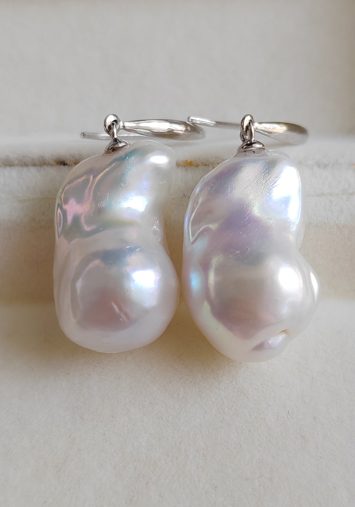 Classic baroque earring genuine freshwater pearl 13x22mm
