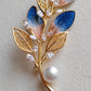 'Early Autumn' brooch genuine south sea white pearl 9.7mm