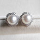 'Little Camellia' two-way earrings genuine south sea white pearls 8.6mm Round