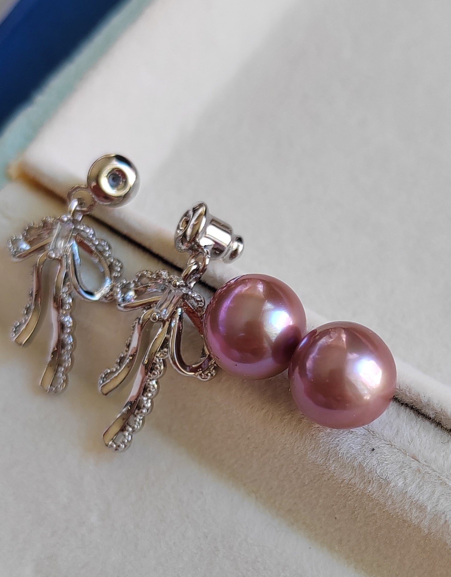 8.9mm Genuine freshwater pearls classic earrings studs silver