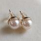 10k gold earrings genuine Japanese akoya pearls round 7mm