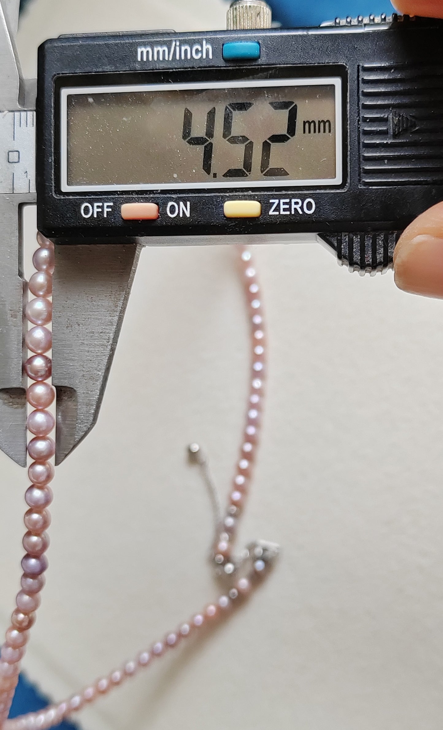 4-4.5mm Genuine freshwater pearls 'Pink lolli beans' necklace silver