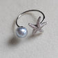 'Little star' ring genuine Keshi south Sea white pearl 6.9x7.4mm