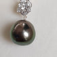 'White Camellia' 18k white gold pendant genuine Mangareva tahitian dea pearl 11.7x12.1mm