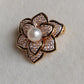 'Little Camellia' Brooch genuine freshwater pearl 6.3mm round