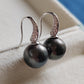 10.4mm Genuine tahitian south sea pearls round classic earrings sterling silver