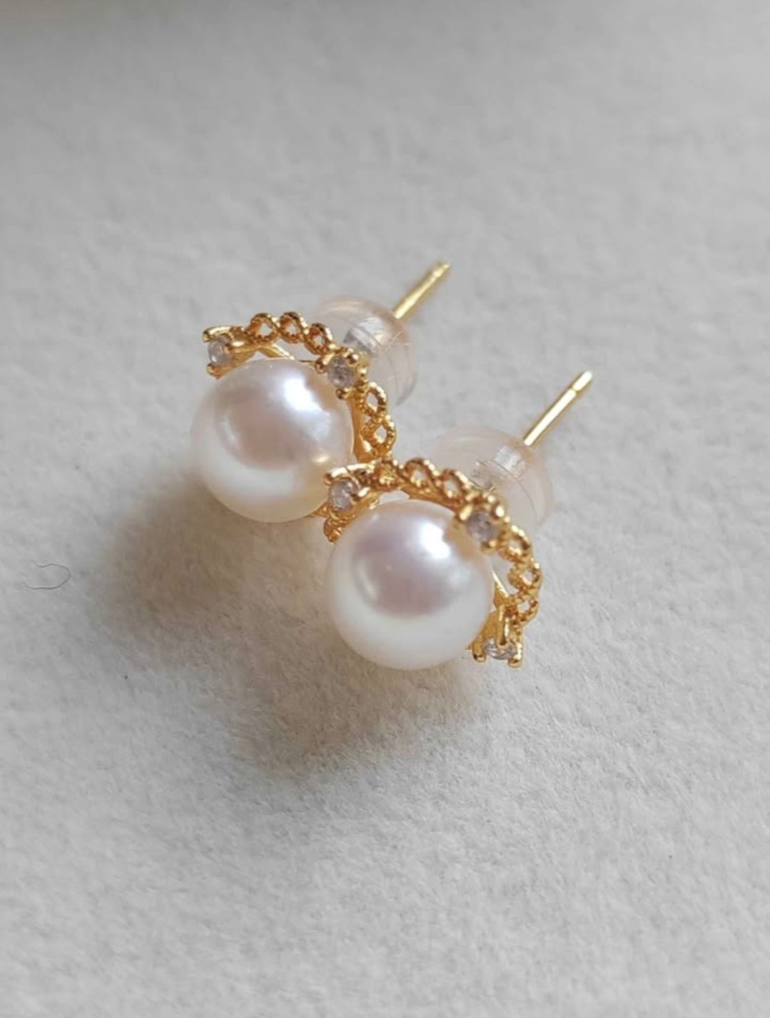 6.4mm Genuine akoya saltwater pearls earrings