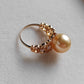 Golden lacy ring 18k gold genuine golden south sea round pearl 10.4mm AAA+ size L