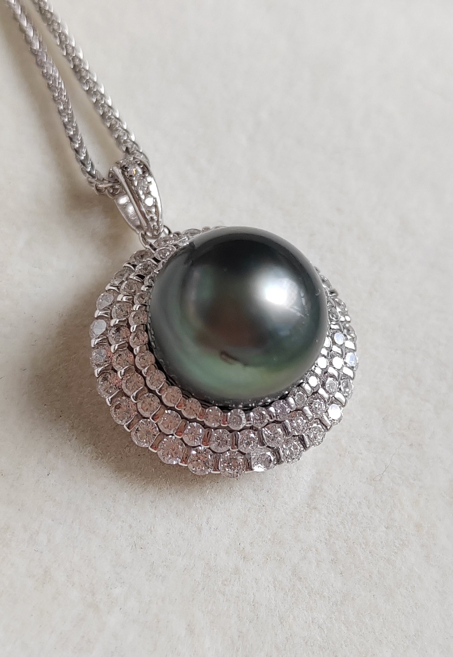 11.6mm Genuine tahitian south sea pearl luxury style necklace silver