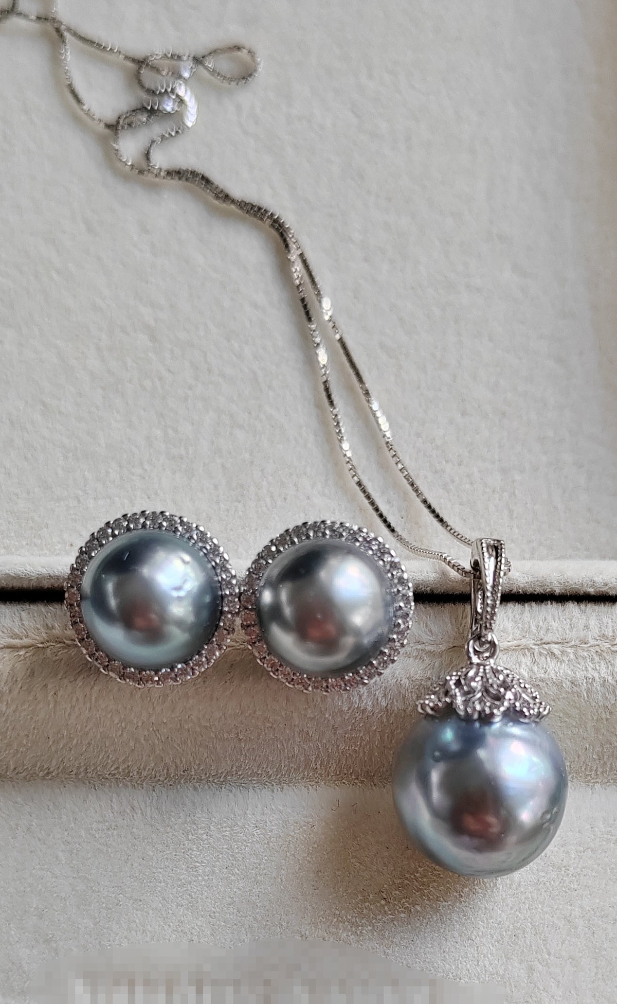 Classic Jewellry set Genuine tahitian sea pearls 10.3-13.1mm