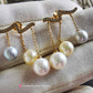 'Wings' earrings 18k gold diamond genuine Japanese akoya pearls 6.1-7.5mm