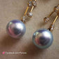 'Blue Moon' earrings 18k gold genuine Japanese akoya pearls 8mm AAAA