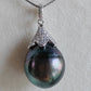 13.3mm Genuine tahitian south sea pearl pendant with chain necklace