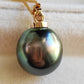 12.95x13.5mm Genuine Tahitian Mangareva pearl 18k gold diamond enhancer/ pendant
