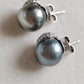 9.3mm Genuine tahitian south sea pearls silver earrings
