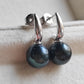 9.9mm Genuine tahitian south sea pearls round classic earrings sterling silver