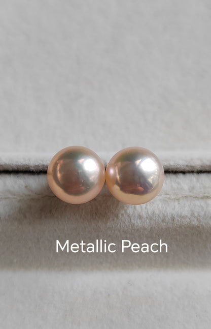 Sterling Silver pearl studs - Genuine freshwater button pearls