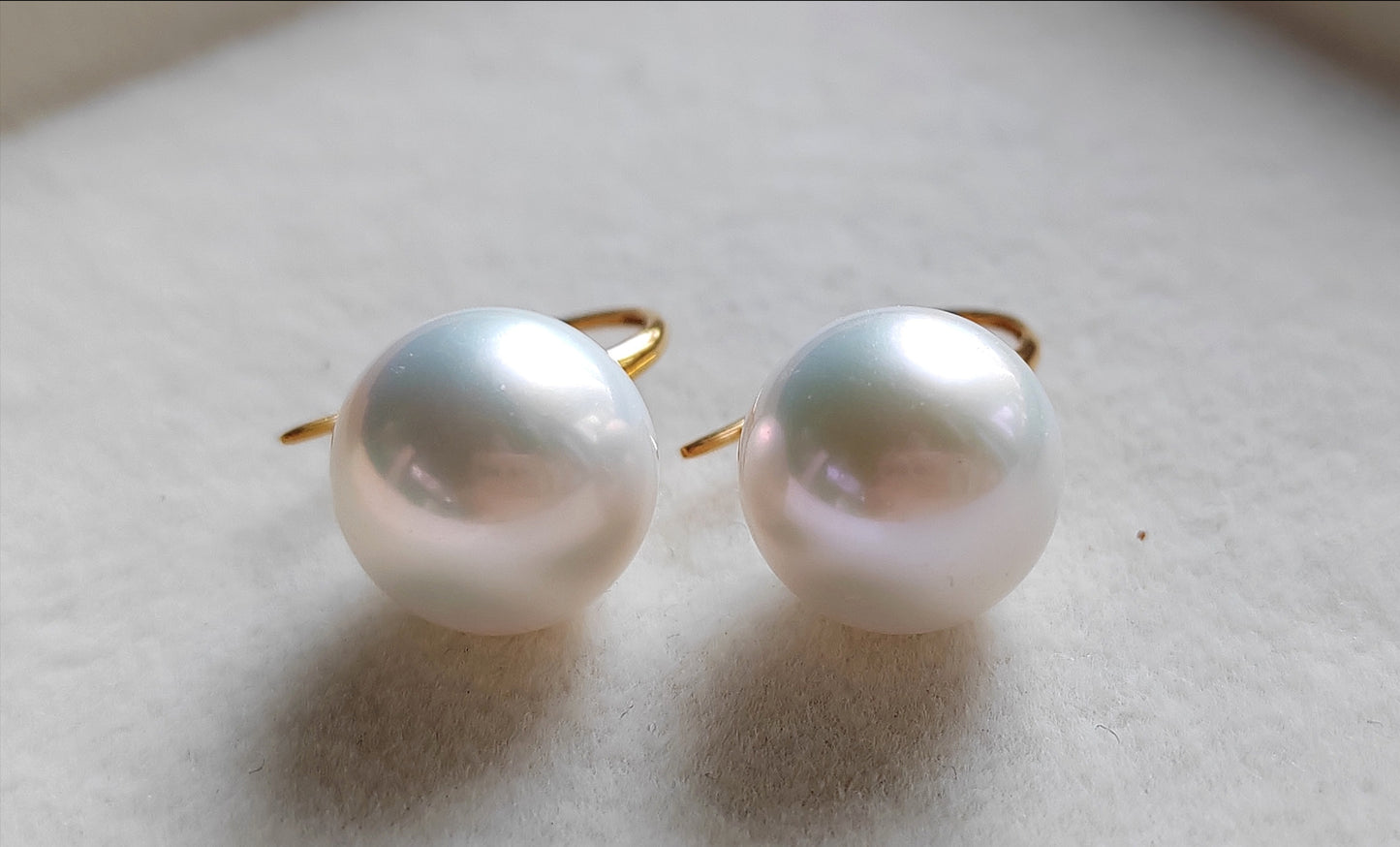 11.3mm genuine freshwater pearls 9k gold French hook earrings AAAA