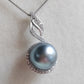 'Silver bird' necklace genuine tahitian south sea pearl 10mm