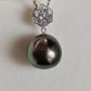 'White Camellia' 18k white gold pendant genuine Mangareva tahitian dea pearl 11.7x12.1mm