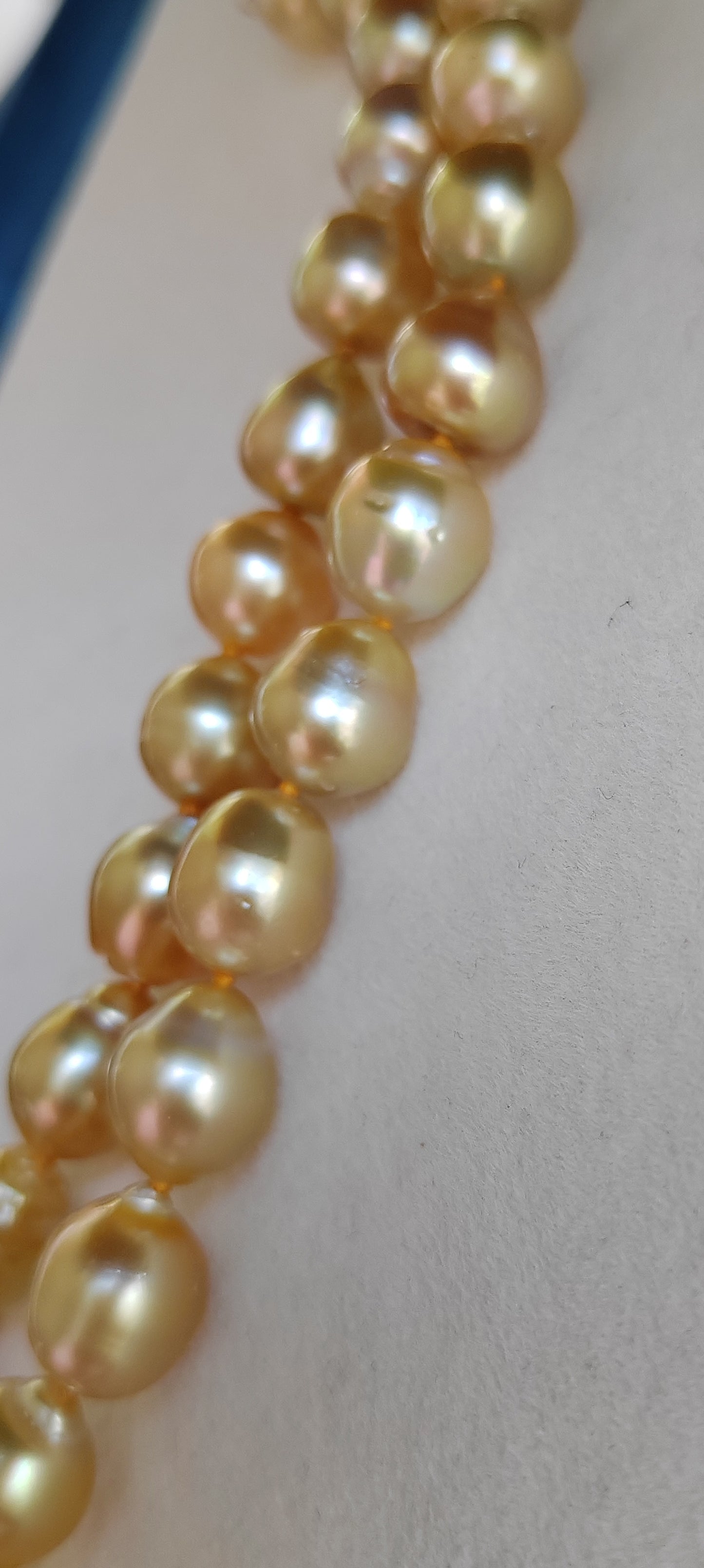 10.1-13mm Genuine golden south sea pearl baroque necklace 14k gold