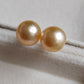 10mm Genuine golden south sea pearls Essential earrings studs 14k gold