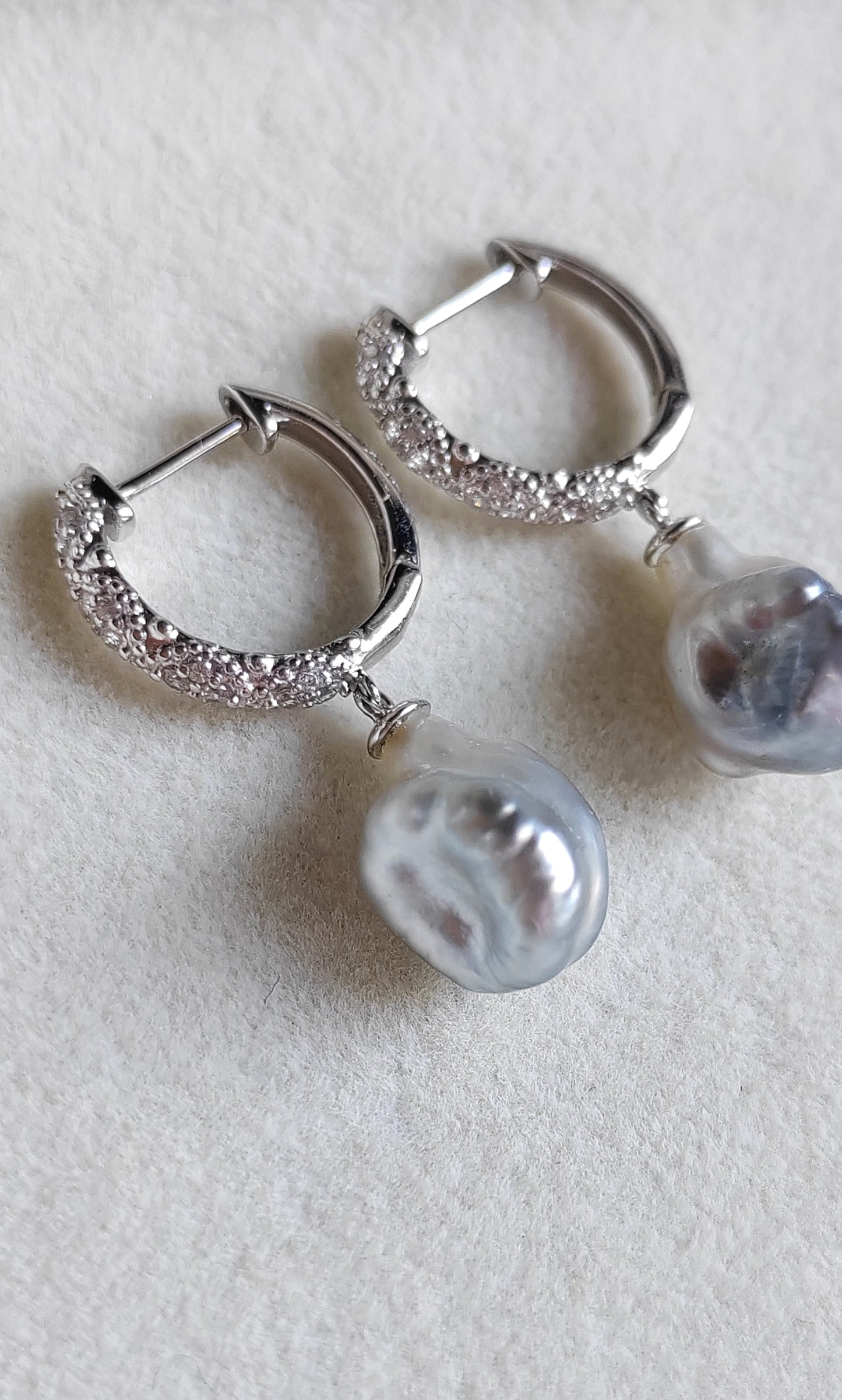 'Wild Lily' Genuine south sea Keshi pearl fairy hoop earrings