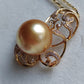 'Rococo' 14k gold pendant genuine golden south sea pearl 12.8mm Round