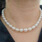 8.6-10.7mm Genuine south sea white pearls baroque necklace