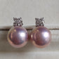 'Silver Clovers' jewelry set Genuine freshwater pearls 13-13.4mm