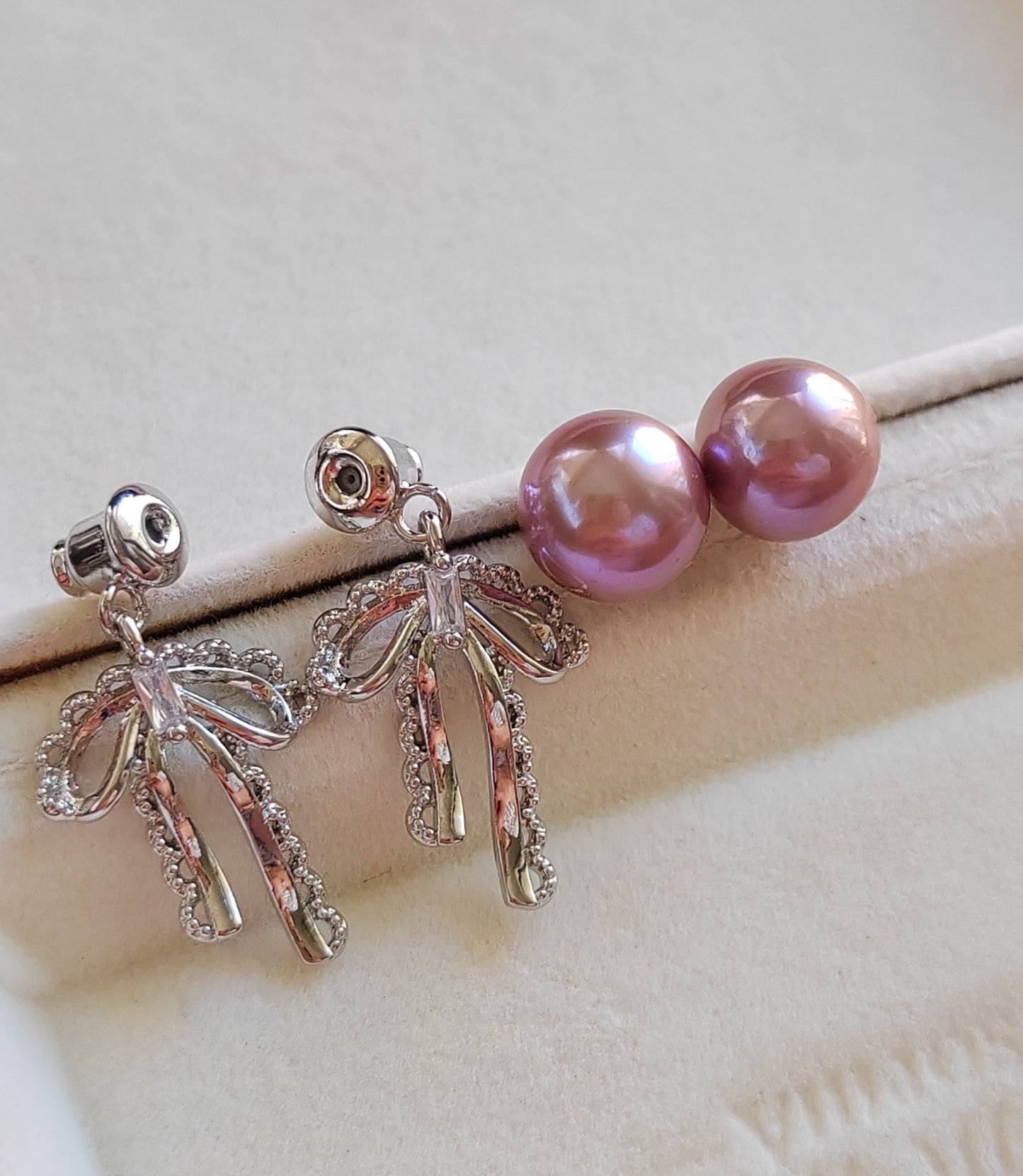 8.9mm Genuine freshwater pearls classic earrings studs silver