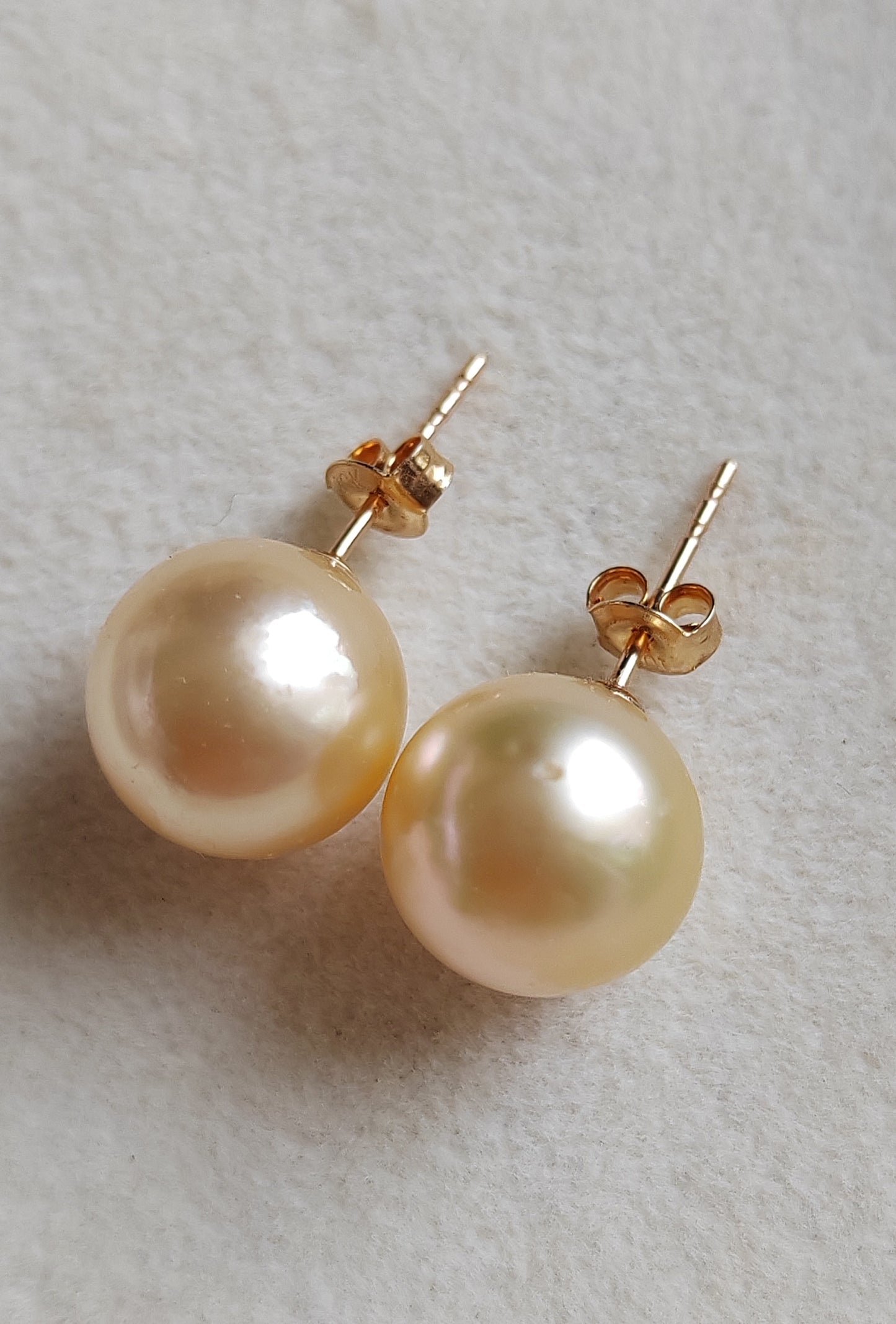 10k gold Essential earrings studs genuine golden south sea pearls 10.2mm