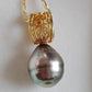 11.2x13.6mm Genuine Mangareva Tahitian sea pearl 'Light Neon' pendant