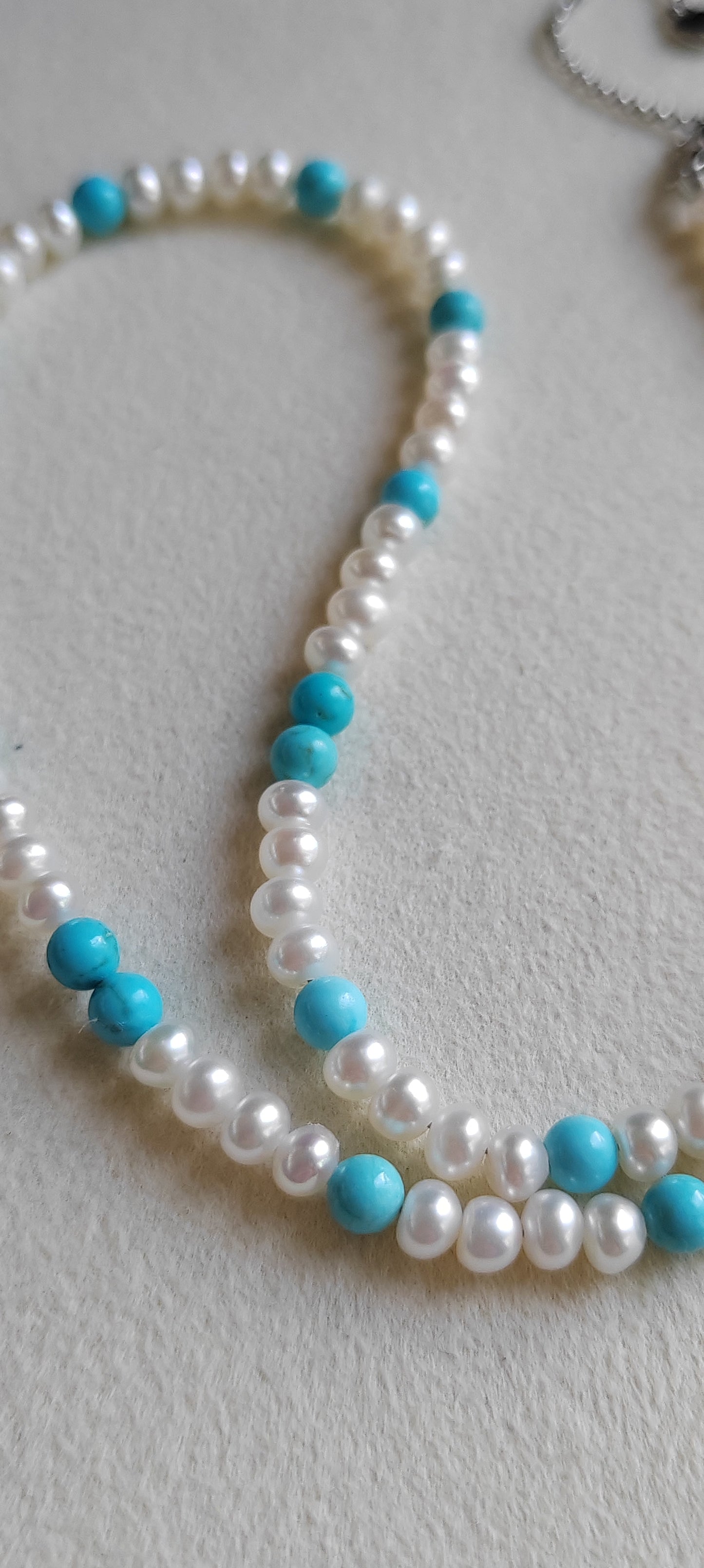 4.3-4.5mm Natural Turquoise freshwater pearls Necklace