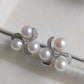 'Pinwheel flowers' Earring genuine Japanese akoya pearls 6.2-6.4mm