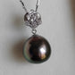 'White Camellia' 18k white gold pendant genuine Mangareva tahitian dea pearl 11.7x12.1mm