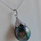 13.3mm Genuine tahitian south sea pearl pendant with chain necklace