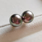 10.3mm Genuine tahitian south sea pearls classic earrings studs 14ct gold